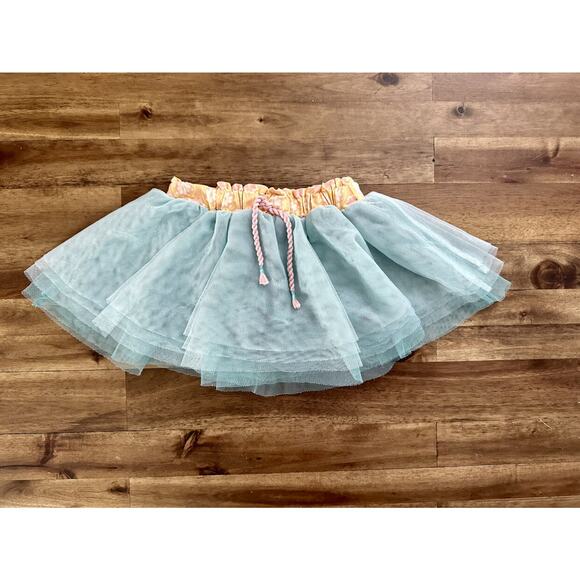 Matilda Jane Just Imagine Misty Layered Tulle Skirt Knit Skort Green Yellow 2 - Picture 2 of 6